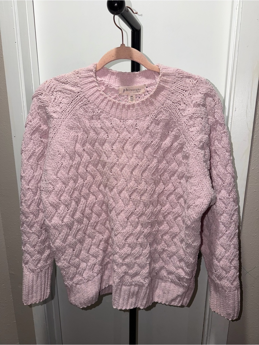 Philosophy Republic Clothing Pink Chenille Cable Knit Sweater – Size M